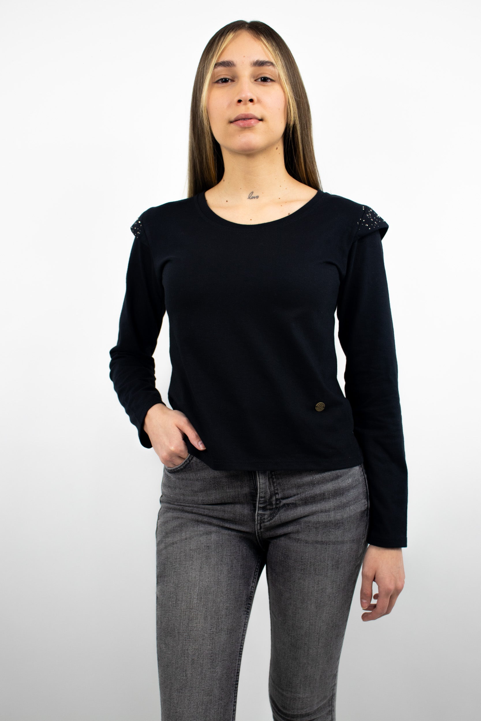 Polera Manga Larga Strass Femme 0305