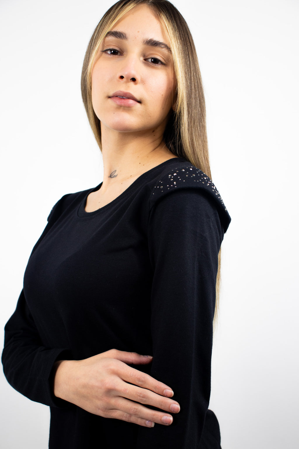 Polera Manga Larga Strass Femme 0305