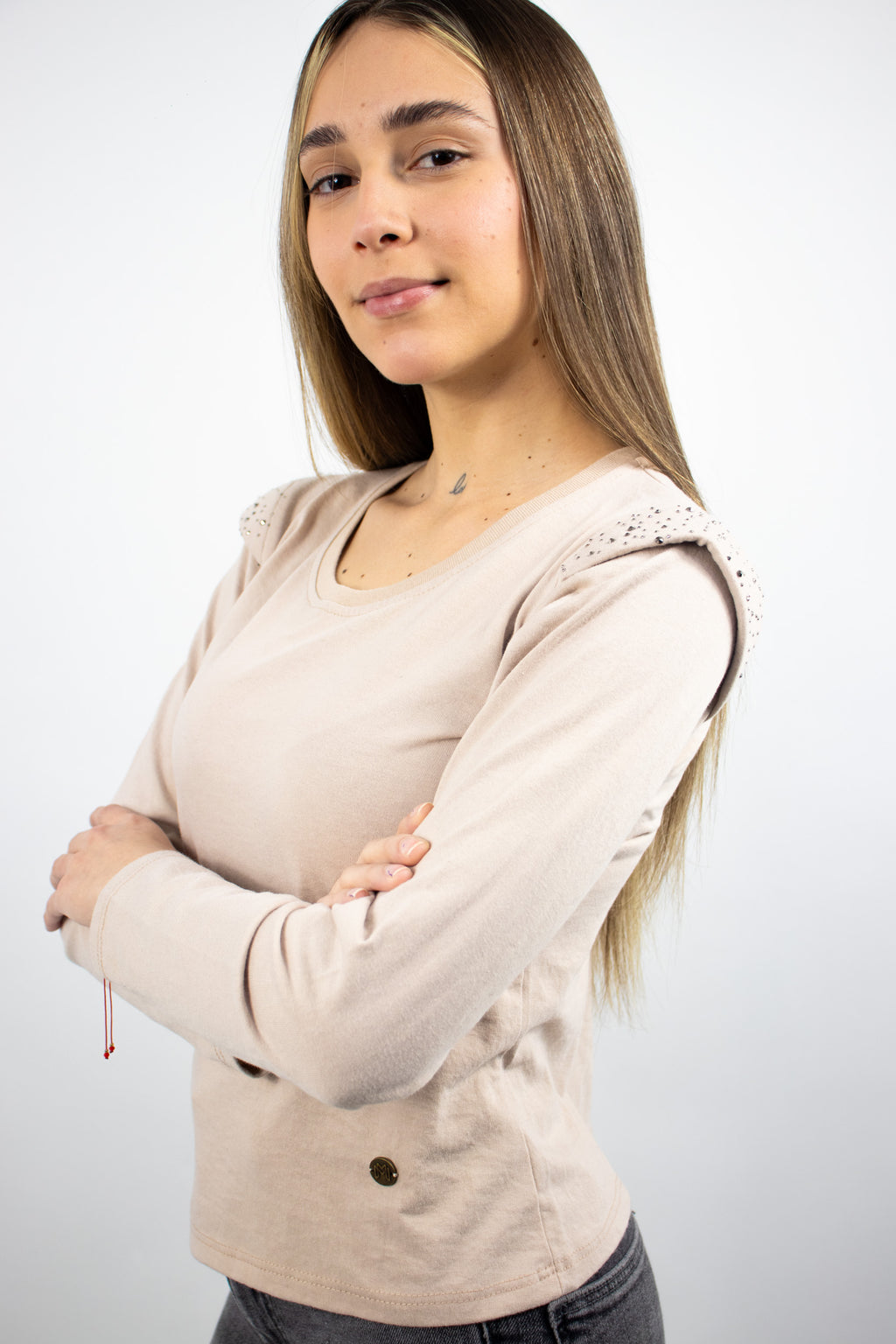 Polera Manga Larga Strass Femme 0304