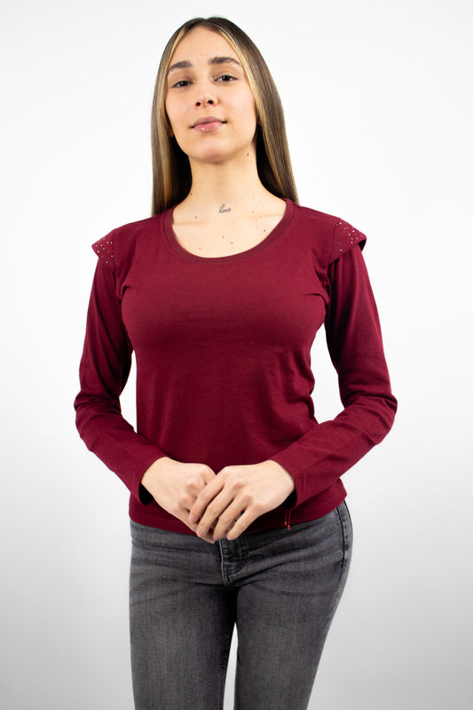 Polera Manga Larga Strass Femme 0302