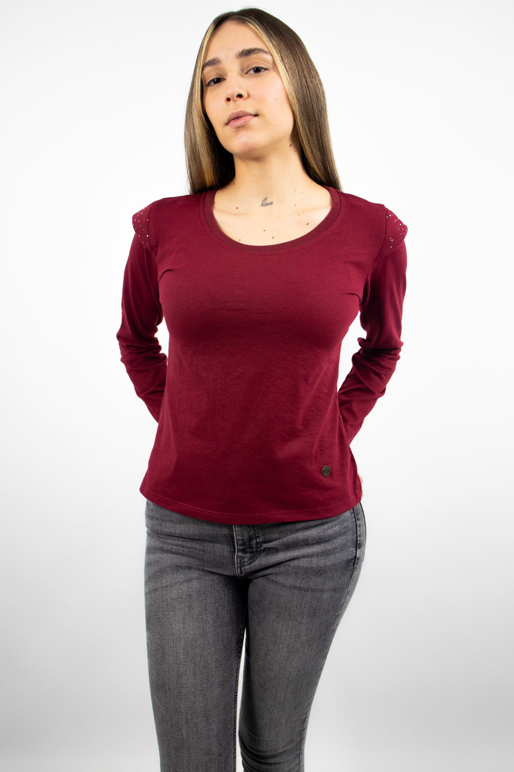 Polera Manga Larga Strass Femme 0302